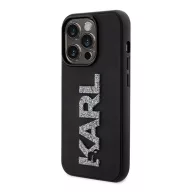   Karl Lagerfeld 3D Rubber Glitter Logo Apple iPhone 15 Pro Max hátlap tok, fekete