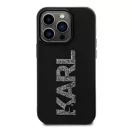 Karl Lagerfeld 3D Rubber Glitter Logo Apple iPhone 15 Pro Max hátlap tok, fekete