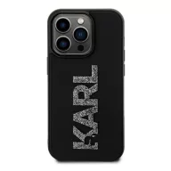   Karl Lagerfeld 3D Rubber Glitter Logo Apple iPhone 15 Pro Max hátlap tok, fekete