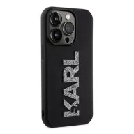   Karl Lagerfeld 3D Rubber Glitter Logo Apple iPhone 15 Pro Max hátlap tok, fekete