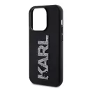 Karl Lagerfeld 3D Rubber Glitter Logo Apple iPhone 15 Pro Max hátlap tok, fekete