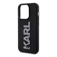   Karl Lagerfeld 3D Rubber Glitter Logo Apple iPhone 15 Pro Max hátlap tok, fekete