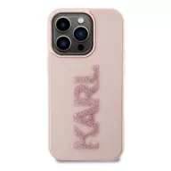   Karl Lagerfeld 3D Rubber Glitter Logo Apple iPhone 15 Pro Max hátlap tok, rózsaszín