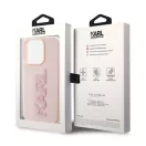 Karl Lagerfeld 3D Rubber Glitter Logo Apple iPhone 15 Pro Max hátlap tok, rózsaszín
