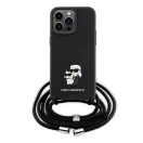 Karl Lagerfeld Crossbody Saffiano Metal Pin Karl Apple iPhone 15 Pro Max hátlap tok, fekete