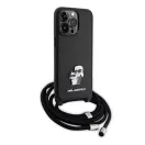 Karl Lagerfeld Crossbody Saffiano Metal Pin Karl Apple iPhone 15 Pro Max hátlap tok, fekete