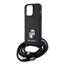 Karl Lagerfeld Crossbody Saffiano Metal Pin Karl Apple iPhone 15 Pro Max hátlap tok, fekete