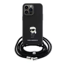 Karl Lagerfeld Crossbody Saffiano Monogram Metal Pin Apple iPhone 15 Pro Max hátlap tok, fekete