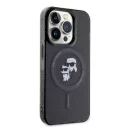 Karl Lagerfeld Karl&Choupette Glitter MagSafe Apple iPhone 15 Pro hátlap tok, fekete