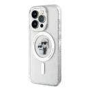 Karl Lagerfeld Karl&Choupette Glitter MagSafe Apple iPhone 15 Pro hátlap tok, átlátszó