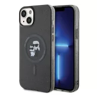   Karl Lagerfeld Karl&Choupette Glitter MagSafe Apple iPhone 15 hátlap tok, fekete