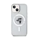 Karl Lagerfeld Karl&Choupette Glitter MagSafe Apple iPhone 15 hátlap tok, átlátszó