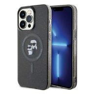   Karl Lagerfeld Karl&Choupette Glitter MagSafe Apple iPhone 15 Pro Max hátlap tok, fekete