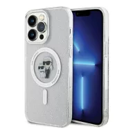  Karl Lagerfeld Karl&Choupette Glitter MagSafe Apple iPhone 15 Pro Max hátlap tok, átlátszó