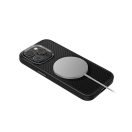 Uniq Keva Apple iPhone 15 Pro Max Magsafe hátlap tok kameravédő peremmel, karbon fekete