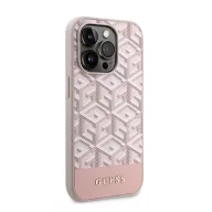   Guess 4G Stripe Apple iPhone 14 Pro szilikon Magsafe hátlap tok, rózsaszín
