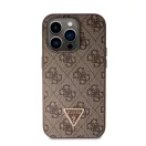 Guess 4G Strass Triangle Metal Logo tok, iPhone 15 Pro, barna