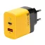 Tactical hálózati gyorstöltő adapter USB-A+ USB-C, GaN, 45W, sárga