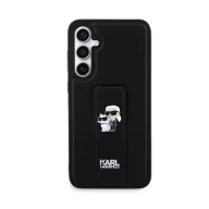   Karl Lagerfeld Saffiano Grip Stand Metal Logo Samsung Galaxy S23 FE hátlap tok, fekete