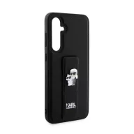   Karl Lagerfeld Saffiano Grip Stand Metal Logo Samsung Galaxy S23 FE hátlap tok, fekete