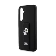  Karl Lagerfeld Saffiano Grip Stand Metal Logo Samsung Galaxy S23 FE hátlap tok, fekete