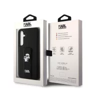   Karl Lagerfeld Saffiano Grip Stand Metal Logo Samsung Galaxy S23 FE hátlap tok, fekete