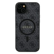   Guess 4G Collection Leather Metal Logo Samsung Galaxy S24 Ultra mágneses tok, fekete