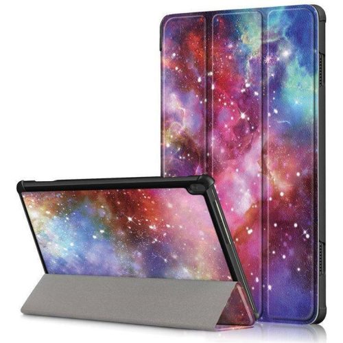 Samsung Galaxy Tab S6 Lite 10.4 / Tab S6 Lite 10.4 (2022) SM-P610 / P615 / P613 / P619, mappa tok, világűr minta, Trifold, színes