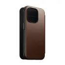 Nomad Modern Leather Folio iPhone 15 Pro flip tok, barna