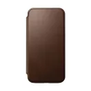 Nomad Modern Leather Folio iPhone 15 Pro flip tok, barna