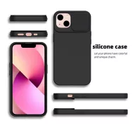   Slide Samsung Galaxy A15 5G, kameravédős szilikon tok, fekete