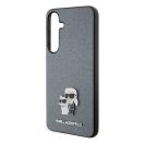 Karl Lagerfeld Saffiano Karl & Choupette Metal Pin Samsung Galaxy S24 tok, szürke