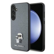  Karl Lagerfeld Saffiano Karl & Choupette Metal Pin Samsung Galaxy S24+ tok, szürke