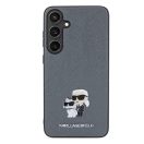 Karl Lagerfeld Saffiano Karl & Choupette Metal Pin Samsung Galaxy S24+ tok, szürke