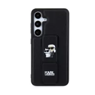   Karl Lagerfeld Gripstand Saffiano Karl&Choupette Pins Samsung Galaxy S24 tok, fekete