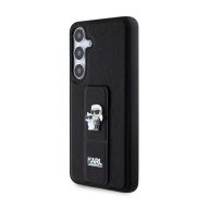   Karl Lagerfeld Gripstand Saffiano Karl&Choupette Pins Samsung Galaxy S24+ tok, fekete