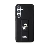   Karl Lagerfeld Gripstand Saffiano Karl&Choupette Pins Samsung Galaxy S24+ tok, fekete