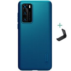   Huawei P40, Műanyag hátlap védőtok, stand, Nillkin Super Frosted, zöldes-kék