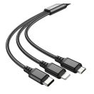 HOCO X76 3in1 USB / Lightning / MicroUSB / USB-C töltő- és adatkábel, 1m, fekete