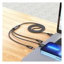 HOCO X76 3in1 USB / Lightning / MicroUSB / USB-C töltő- és adatkábel, 1m, fekete