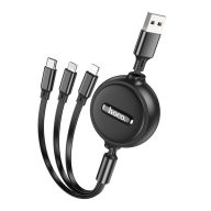   HOCO X75 3in1 USB / Lightning / MicroUSB / USB-C töltő- és adatkábel, 1m, fekete