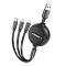 HOCO X75 3in1 USB / Lightning / MicroUSB / USB-C töltő- és adatkábel, 1m, fekete