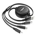 HOCO X75 3in1 USB / Lightning / MicroUSB / USB-C töltő- és adatkábel, 1m, fekete