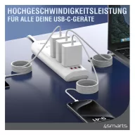   4smarts RollUp USB / USB-C mágnesesen feltekerhető töltő- és adatkábel, 1.5m, fehér