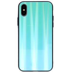   Huawei P40, Szilikon védőkeret, edzett üveg hátlap, Aurora Glass, menta