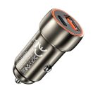 Hoco Z46A autós szivargyújtó töltő, USB-C + USB-A QC3.0, 20W, metálszürke