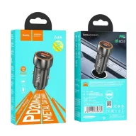   Hoco Z46A autós szivargyújtó töltő, USB-C + USB-A QC3.0, 20W, metálszürke