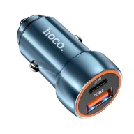   Hoco Z46A autós szivargyújtó töltő USB-C + USB-A QC3.0, 20W, zafírkék