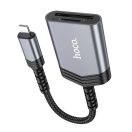 Hoco UA25 kártyaolvasó 2in1, Apple iPhone Lightning (8-pin) szürke