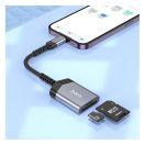 Hoco UA25 kártyaolvasó 2in1, Apple iPhone Lightning (8-pin) szürke